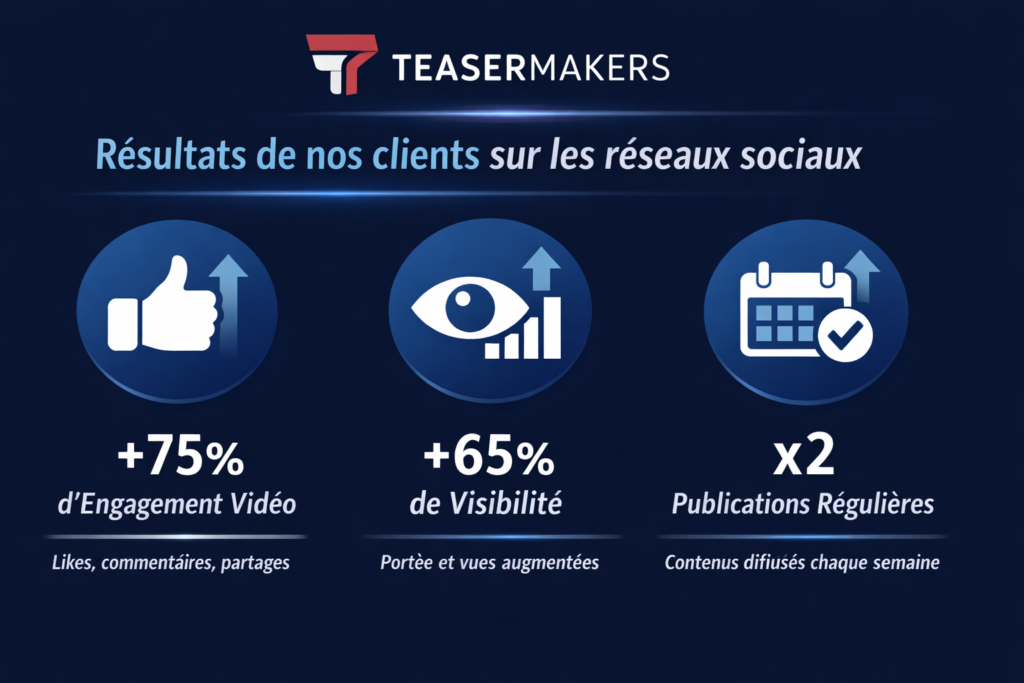 Résultats agence vidéo réseaux sociaux Teasermakers